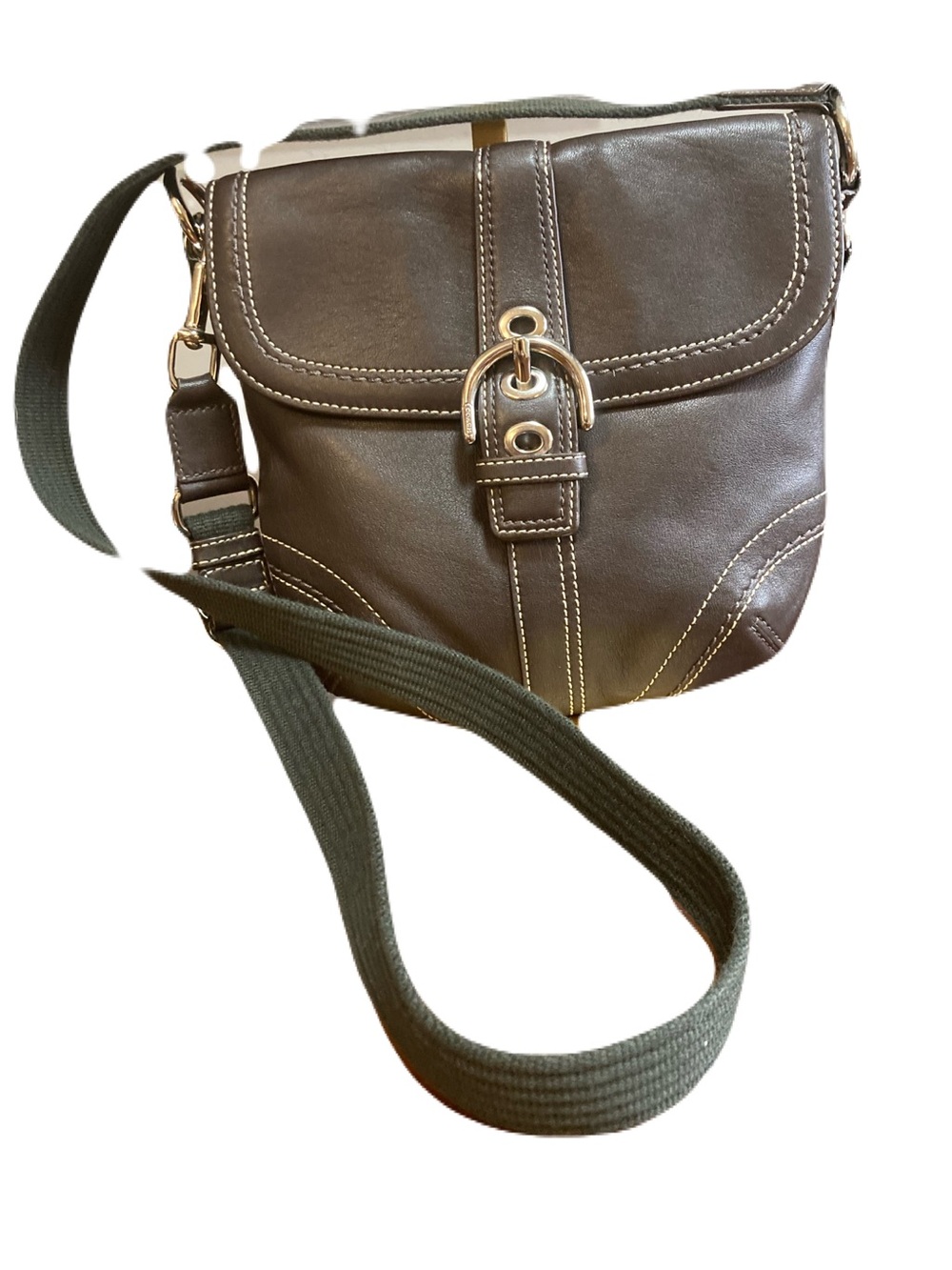 Coach Vintage Y2K Soho Dark Brown Leather Buckle Flap Crossbody Bag